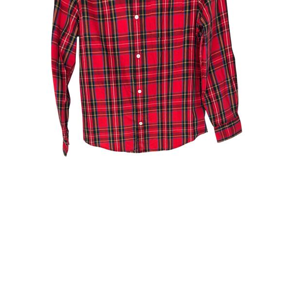 J.Crew Crewcuts Boys Shirt Red Tartan Plaid Holiday Long Sleeve Button Down 12 - Picture 4 of 11